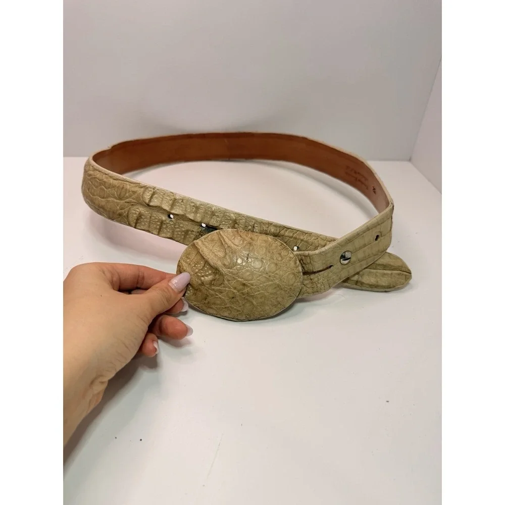 Men's Genuine Crocodile Skin Belt with Matching Trophy‎ Buckle Size 32 USA Made